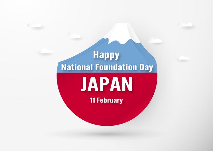 Feliz Dia da Fundação Nacional de 2019 para o japonês. Modelo de design no estilo flatlay. Illlustration do vetor com conceito do corte e do ofício do papel.