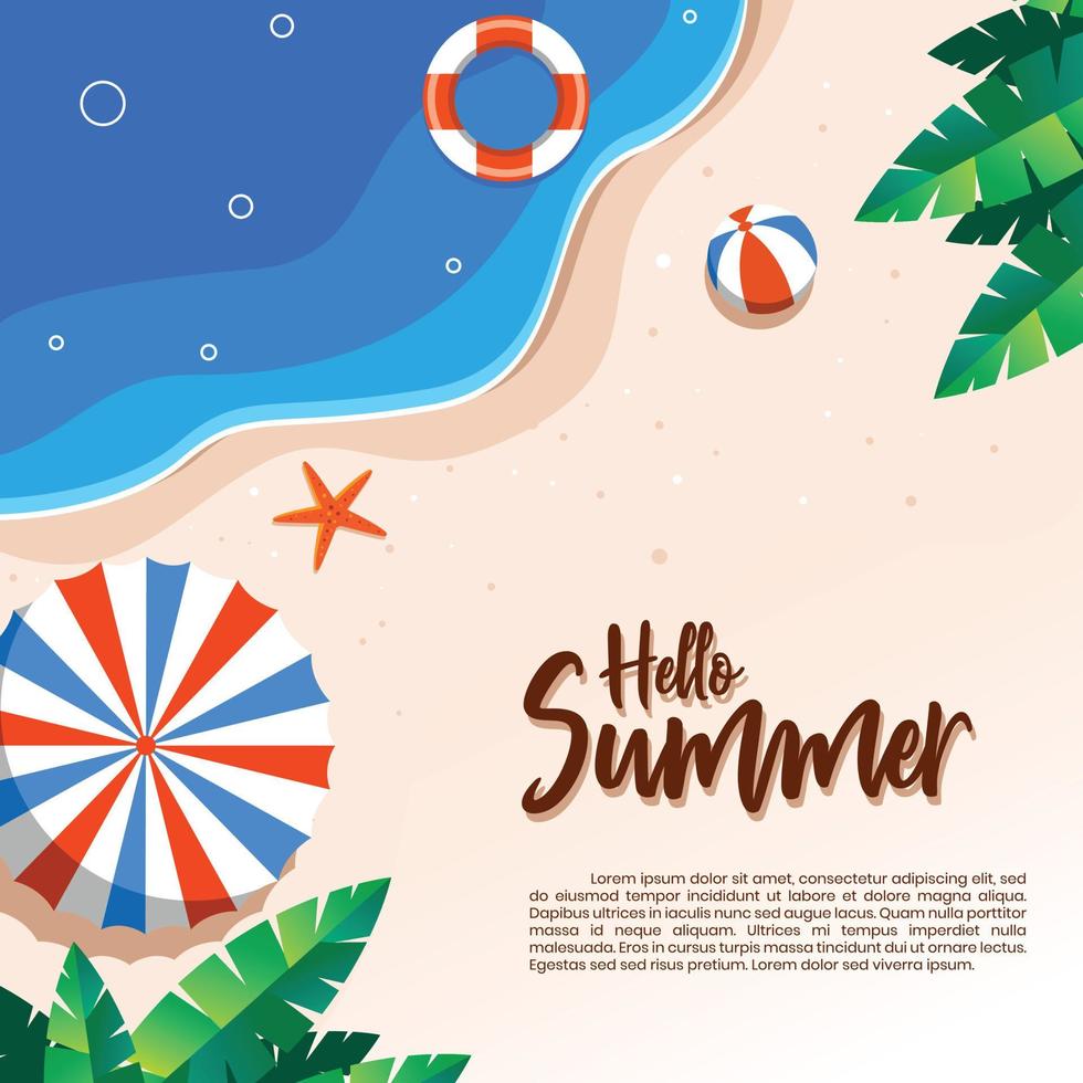 ilustração de férias de verão para banner, design de pôster vetor