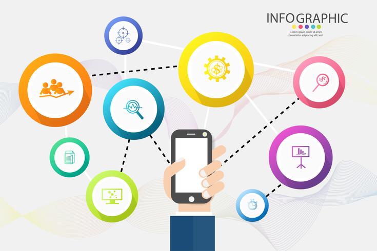 Opções de modelo de negócios de design ou elemento de gráfico infográfico de etapas vetor