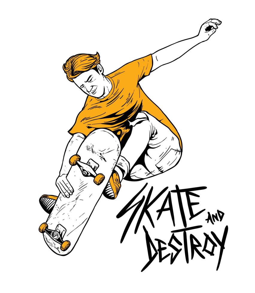 ilustração de jovem skatista vetor