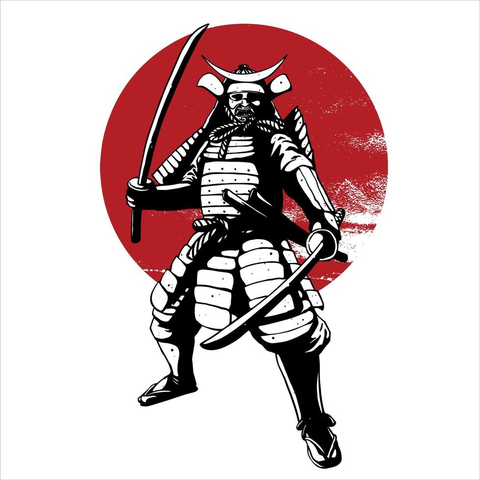 conceito de ilustração de soldado samurai vetor