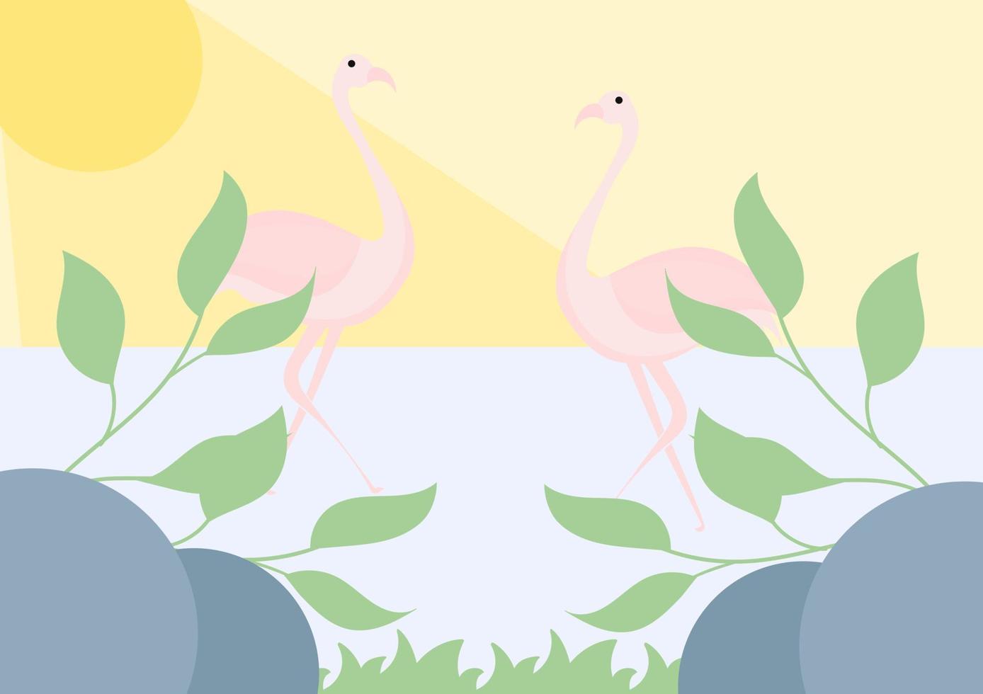 ilustração de um flamingo em um lago vetor