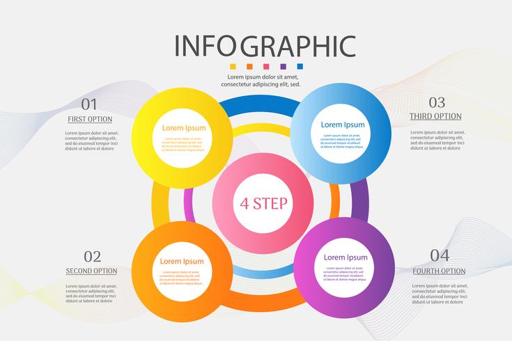 Modelo de design de negócios 4 opções ou etapas infográfico elemento gráfico vetor