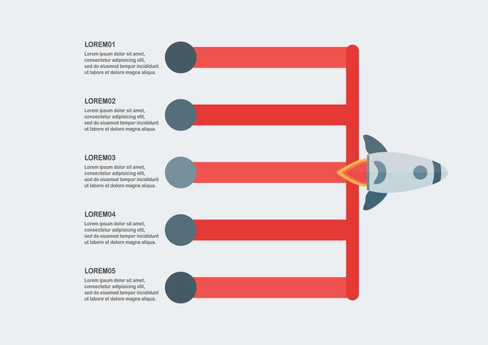 Elemento moderno infográfico com foguete para apresentação do negócio, modelo, banner web e gráfico de movimento. vetor