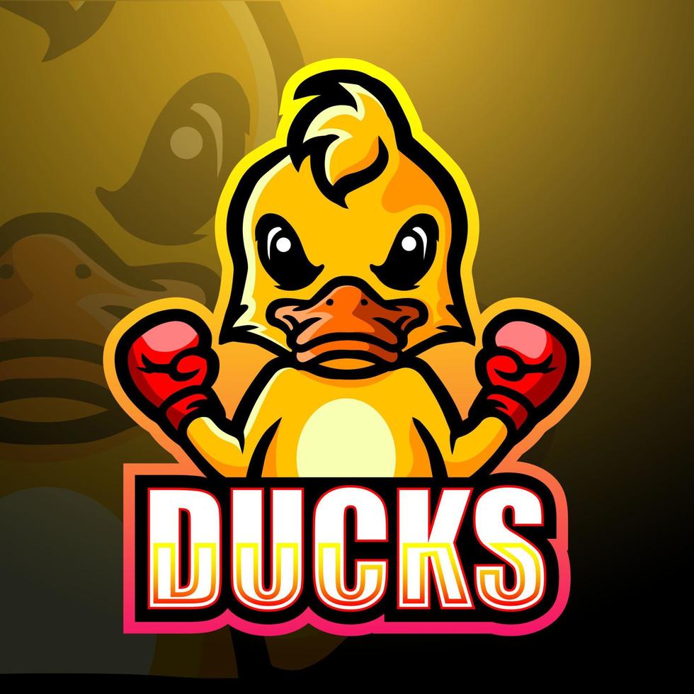 design de logotipo de esport de mascote de pato de boxe vetor