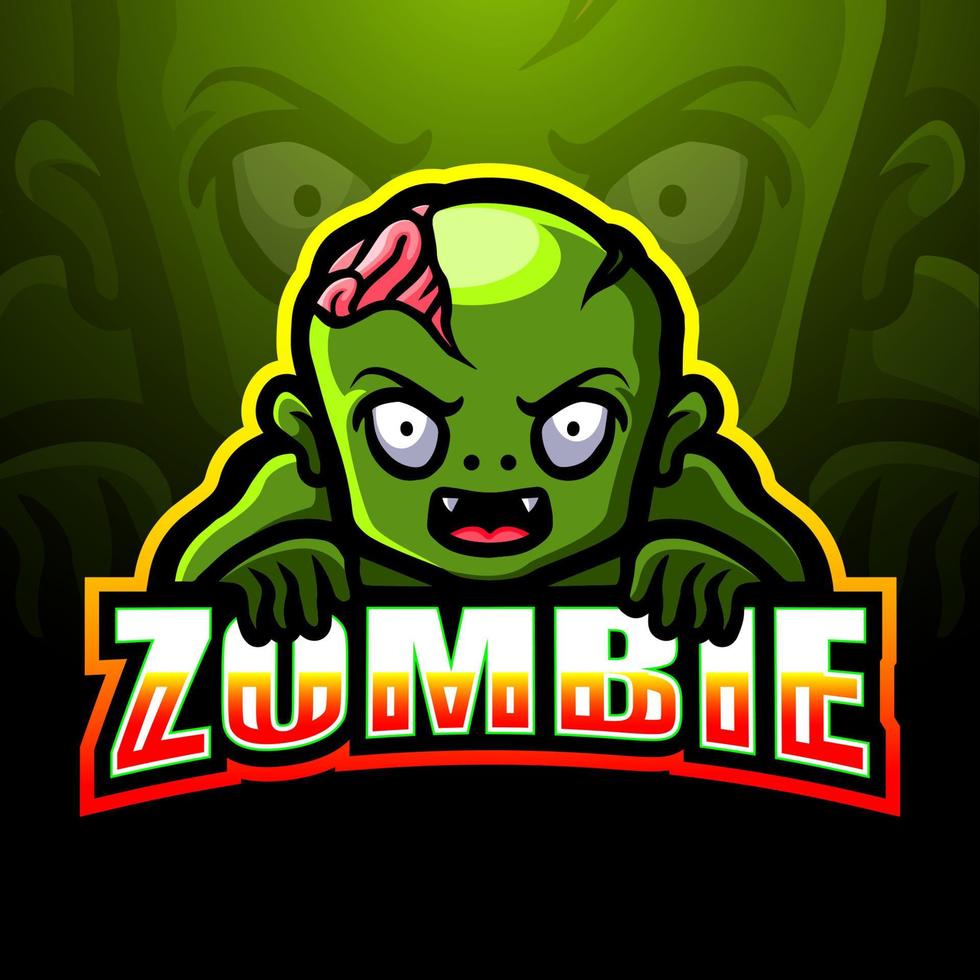 design de logotipo de esport de mascote zumbi vetor