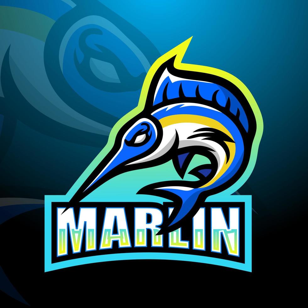 design de logotipo de esport de mascote marlin vetor