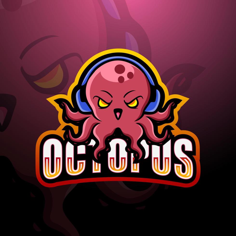 design de logotipo do mascote polvo esport vetor