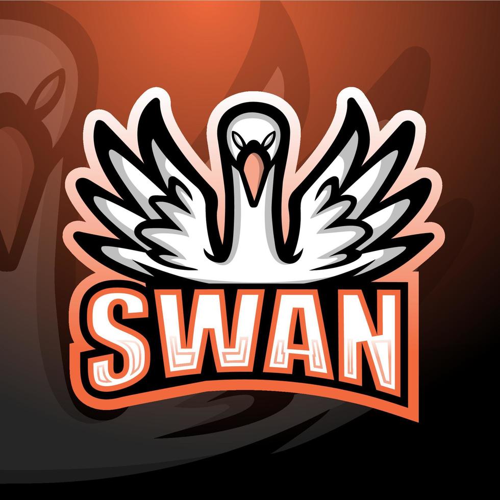 design de logotipo de esport de mascote de cisne vetor