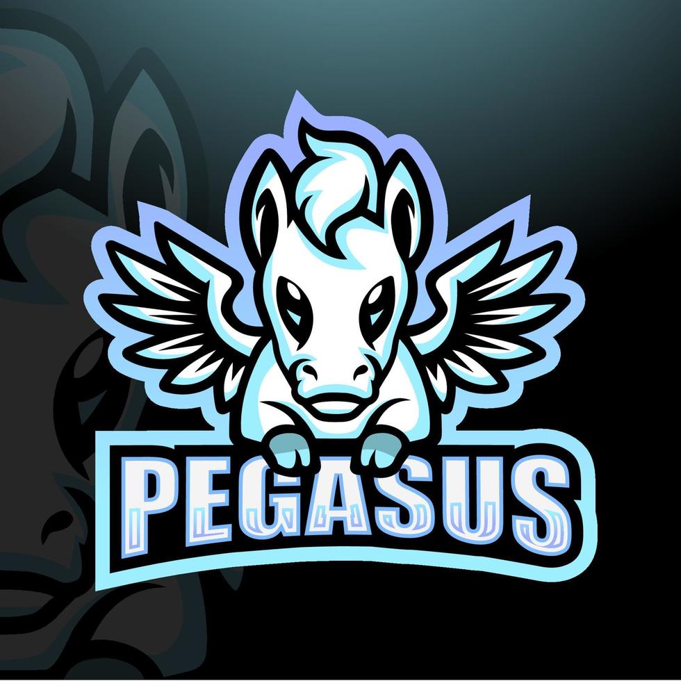 design de logotipo esport de mascote pegasus vetor