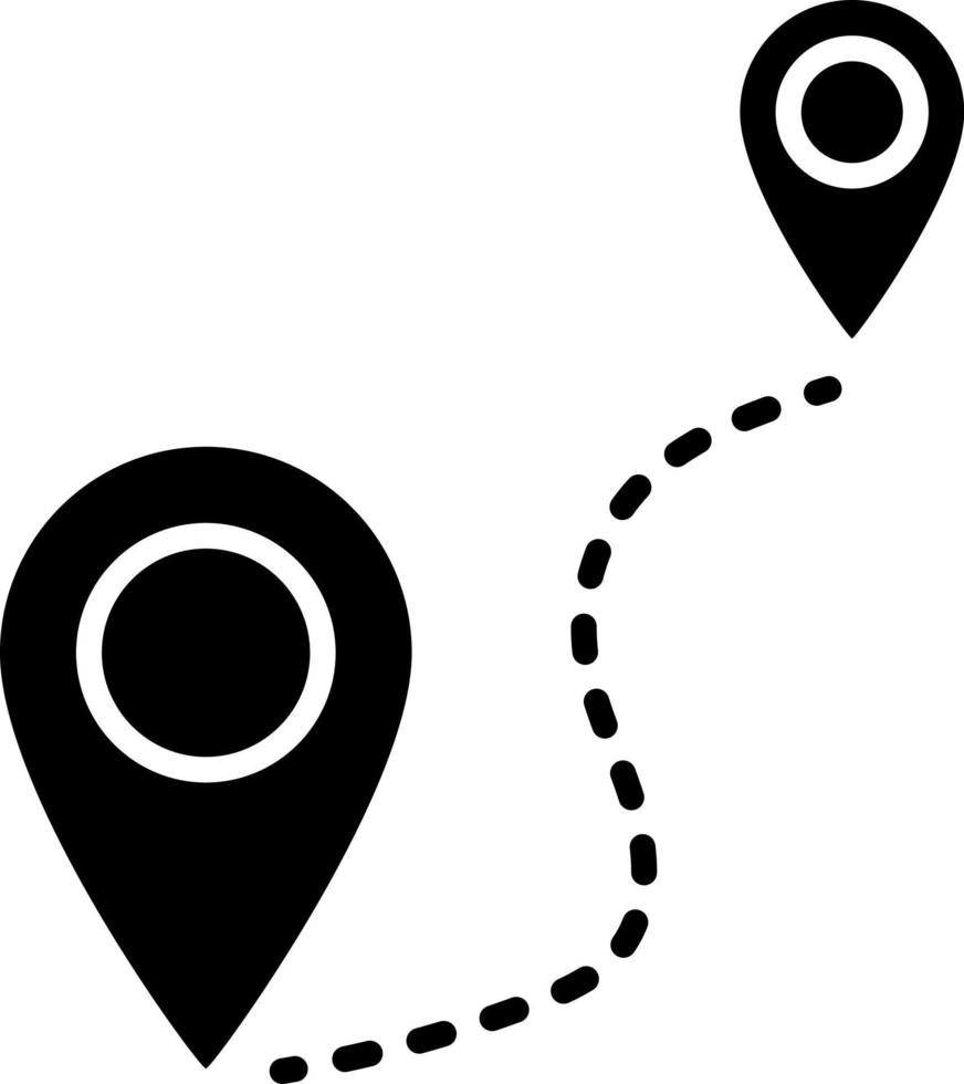 vetor de ícone de glifo de localização de rota de viagem