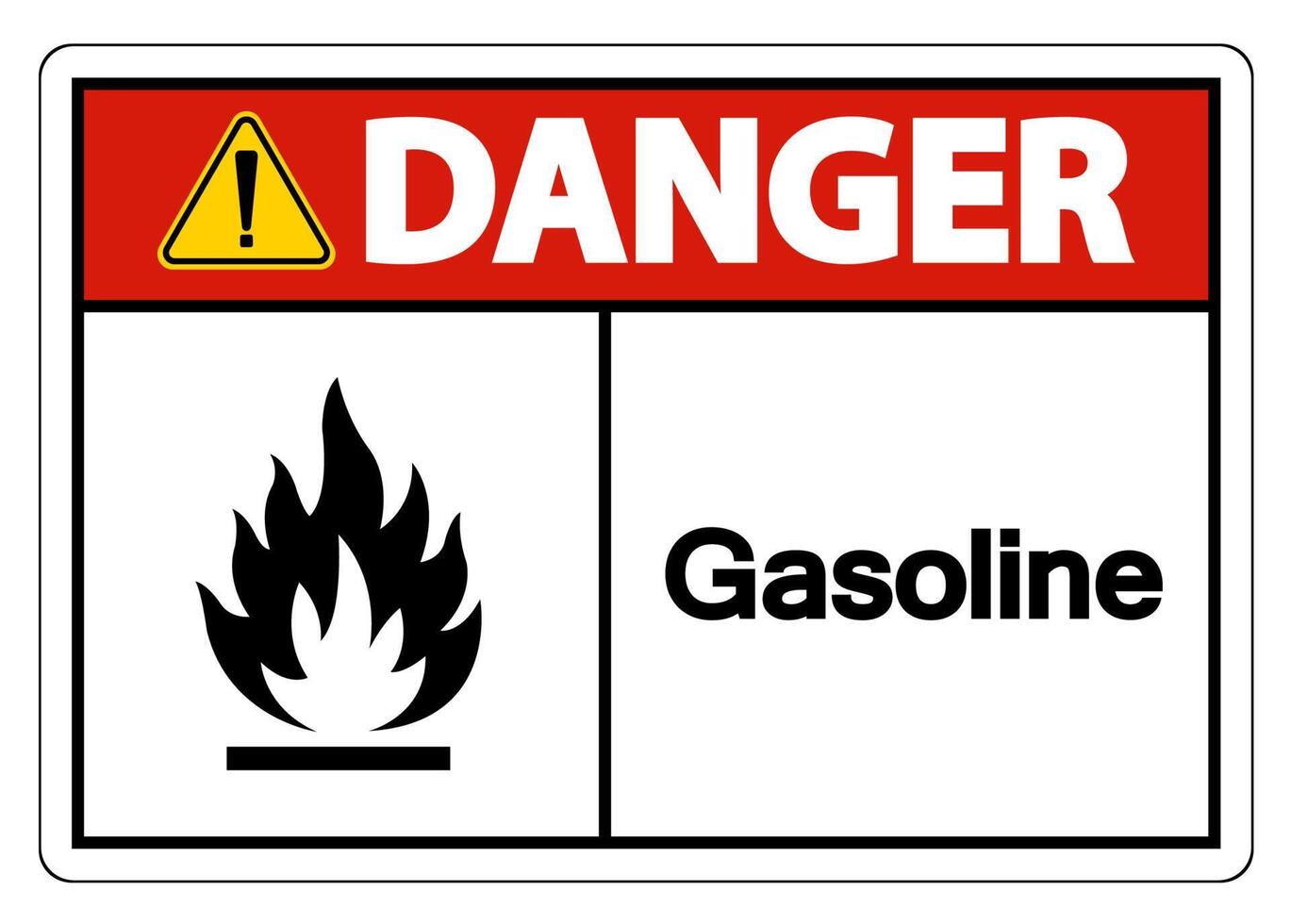 sinal de símbolo de gasolina de perigo no fundo branco vetor