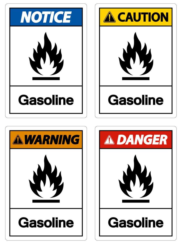 sinal de símbolo de gasolina de perigo no fundo branco vetor