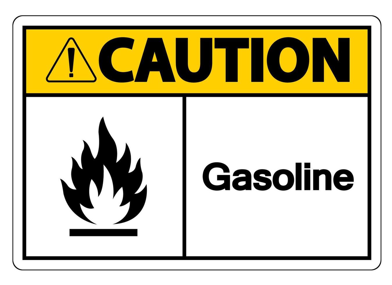 sinal de símbolo de gasolina de cuidado no fundo branco vetor