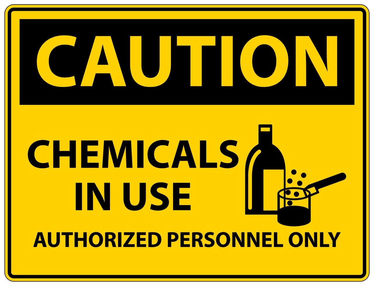 produtos químicos de precaução em sinal de símbolo de uso no fundo branco vetor