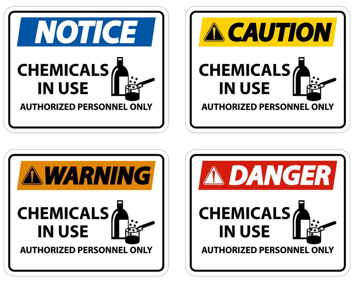produtos químicos de perigo em sinal de símbolo de uso no fundo branco vetor