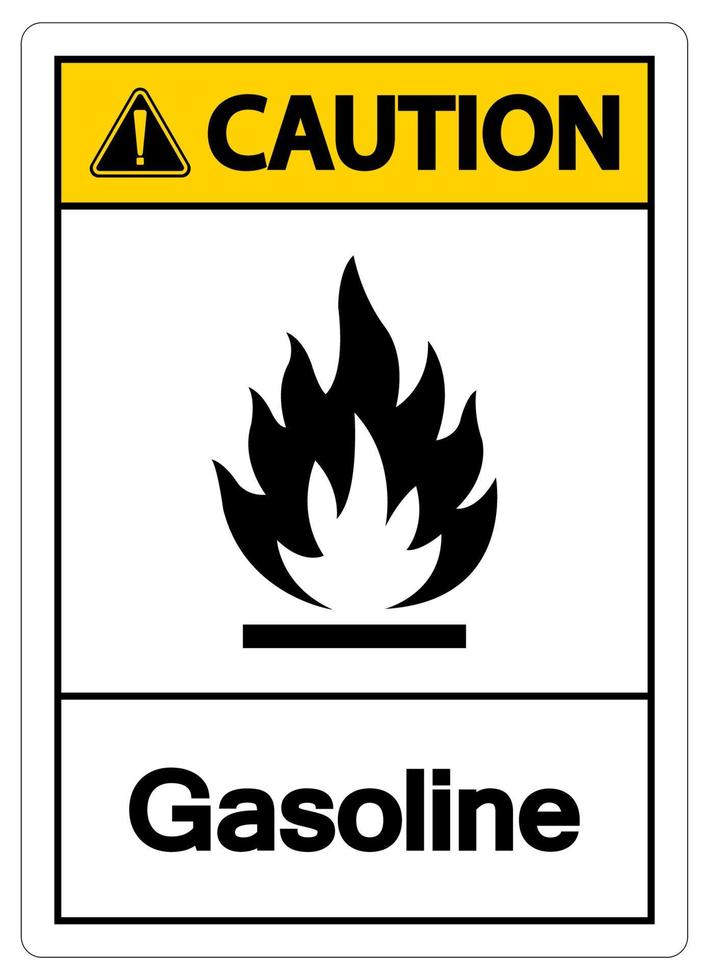 sinal de símbolo de gasolina de cuidado no fundo branco vetor