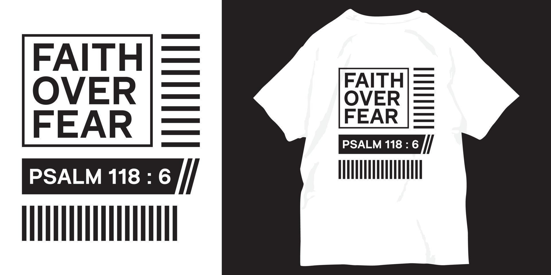fé sobre o medo bíblia slogan inspirador para impressão de camiseta vetor