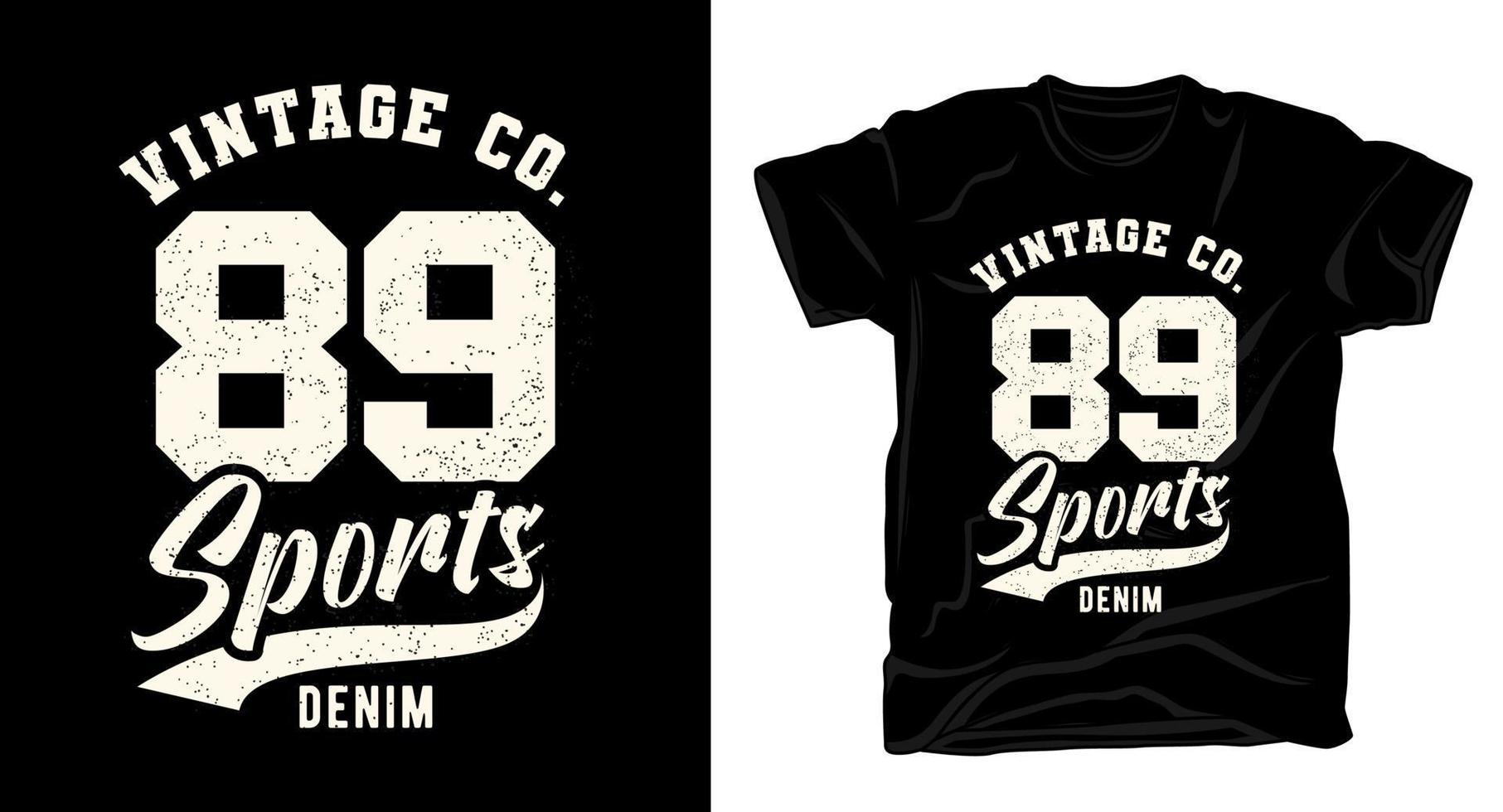 oitenta e nove esportes design de t-shirt tipografia denim vetor