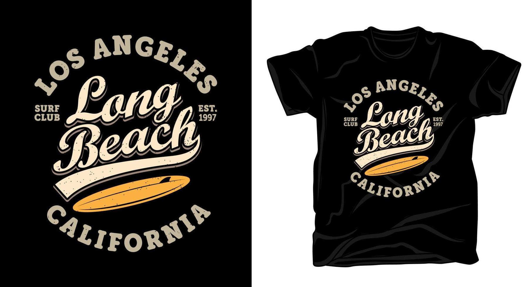 design de t-shirt de tipografia de los angeles long beach vetor