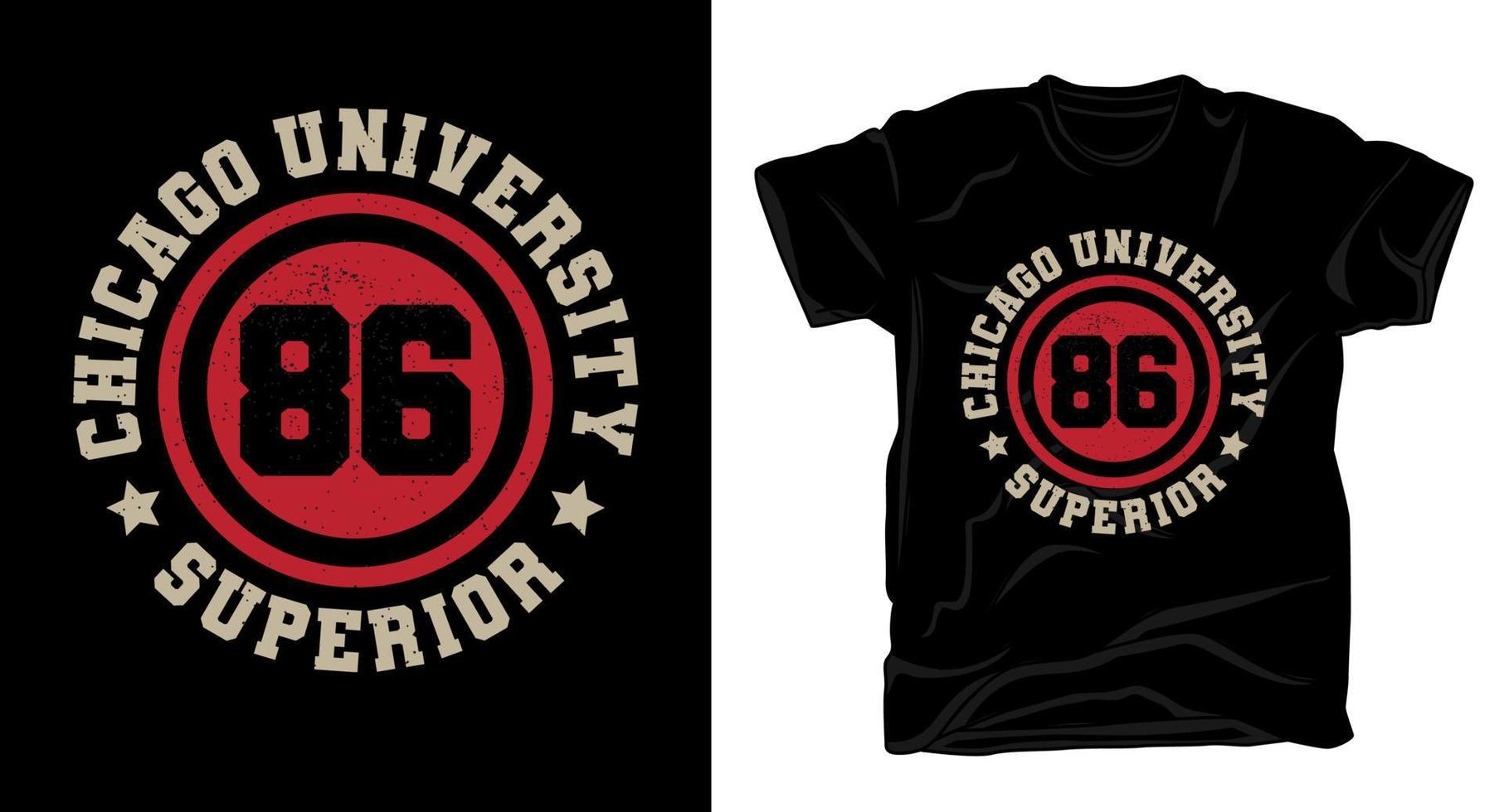 design de t-shirt de tipografia da universidade de chicago oitenta e seis vetor