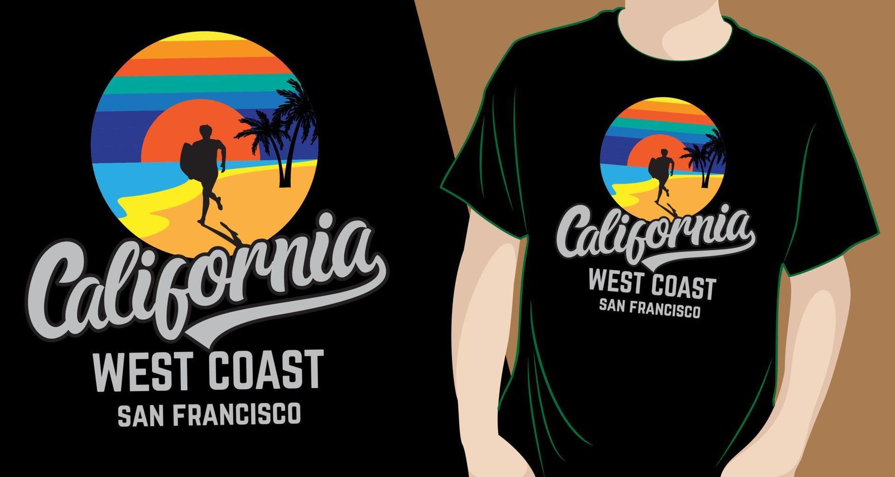 design de tipografia de são francisco da costa oeste da califórnia para camiseta vetor