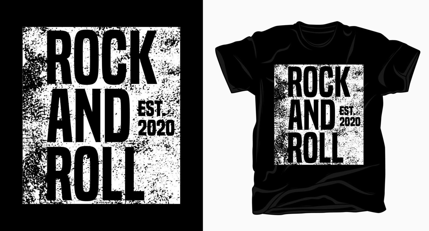 tipografia rock and roll com textura para design de camiseta vetor