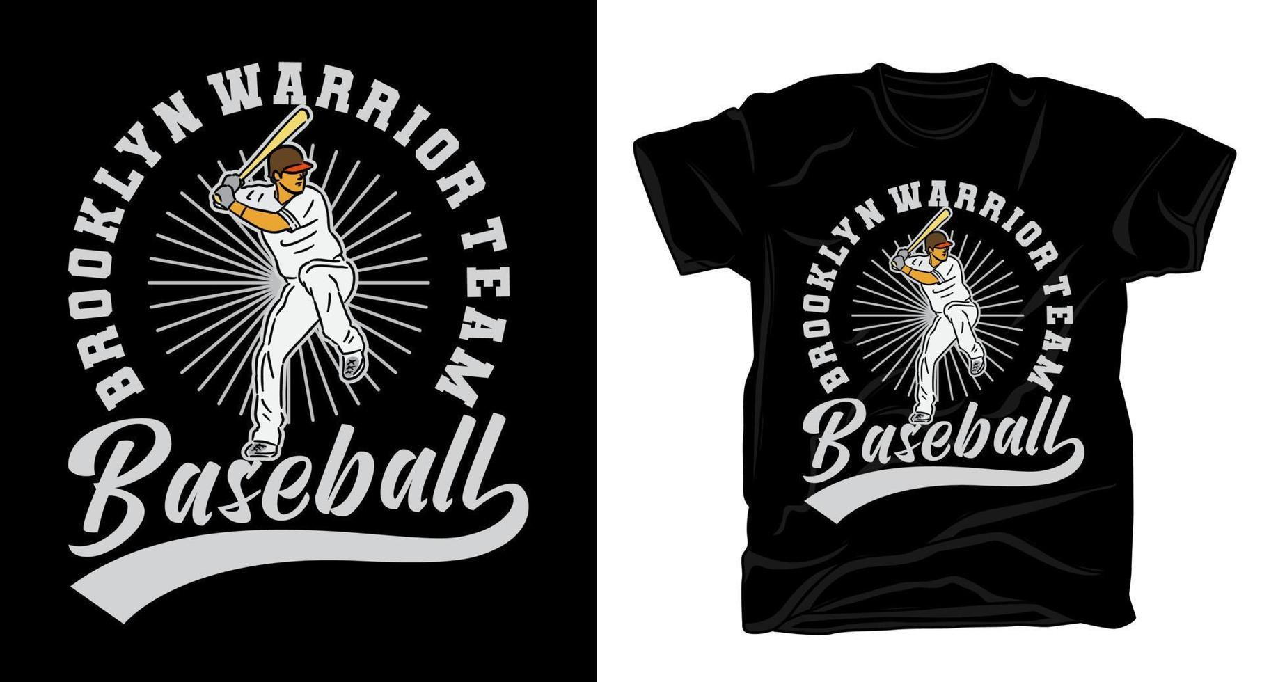 ilustração de jogador de beisebol e design de t-shirt de tipografia vetor