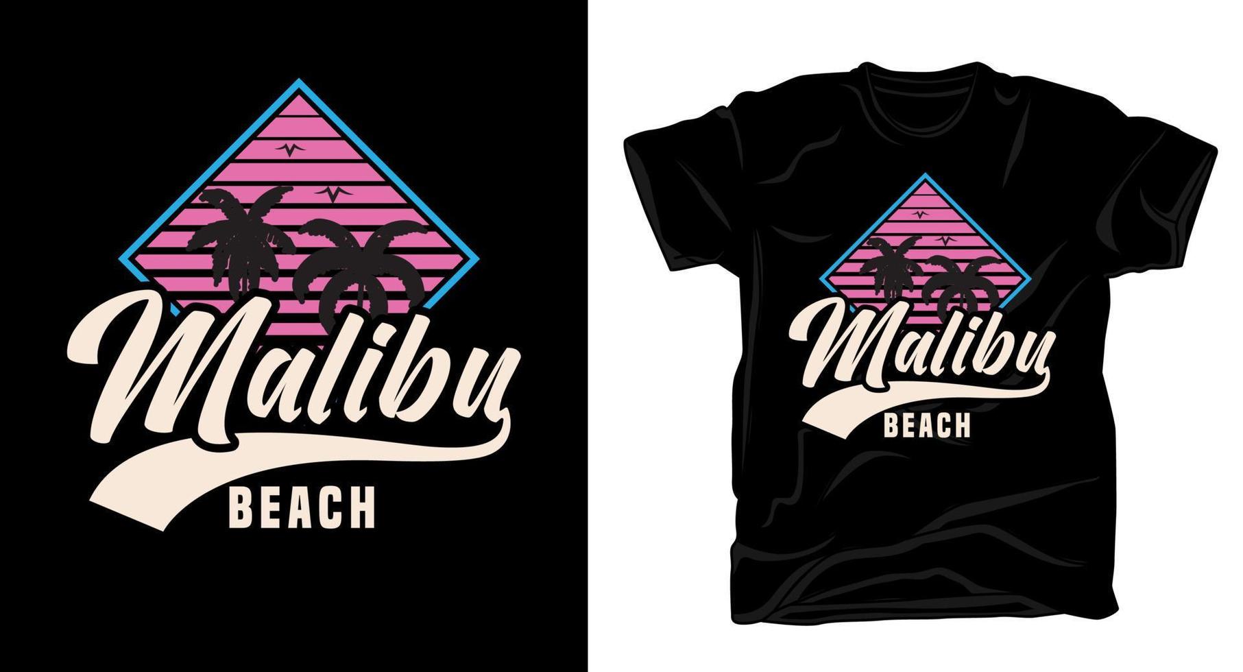 tipografia de praia de malibu para design de camisetas vetor