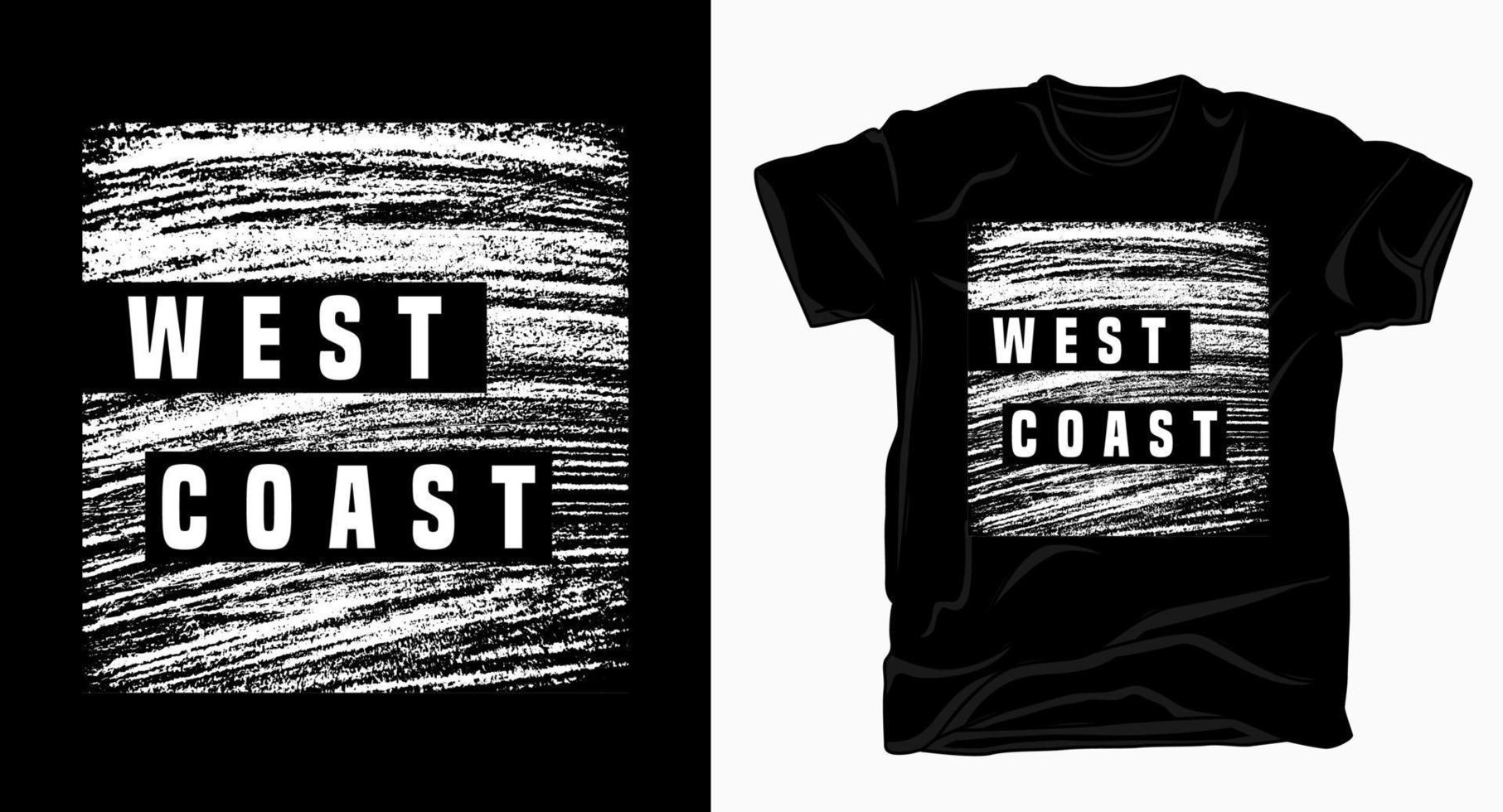 tipografia da costa oeste com design de textura para camiseta vetor