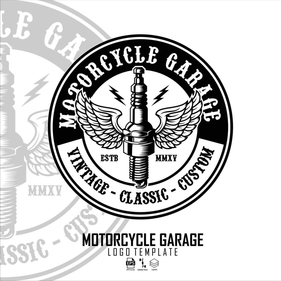 modelo de logotipo de garagem de motocicleta.eps vetor