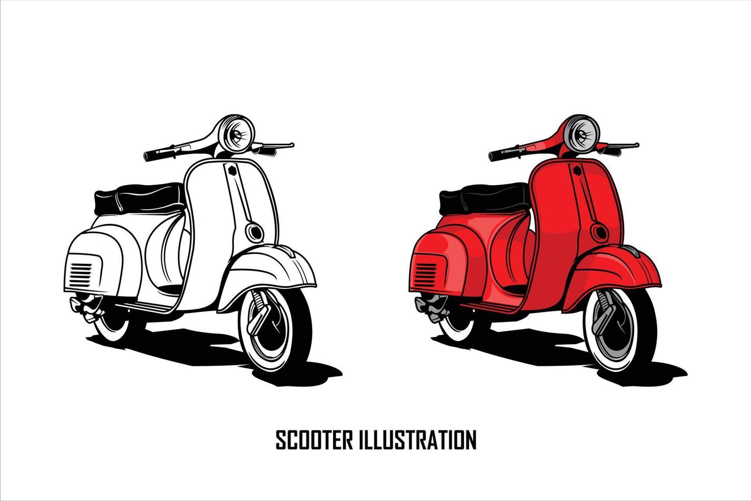 ilustração de scooter com fundo branco.eps vetor