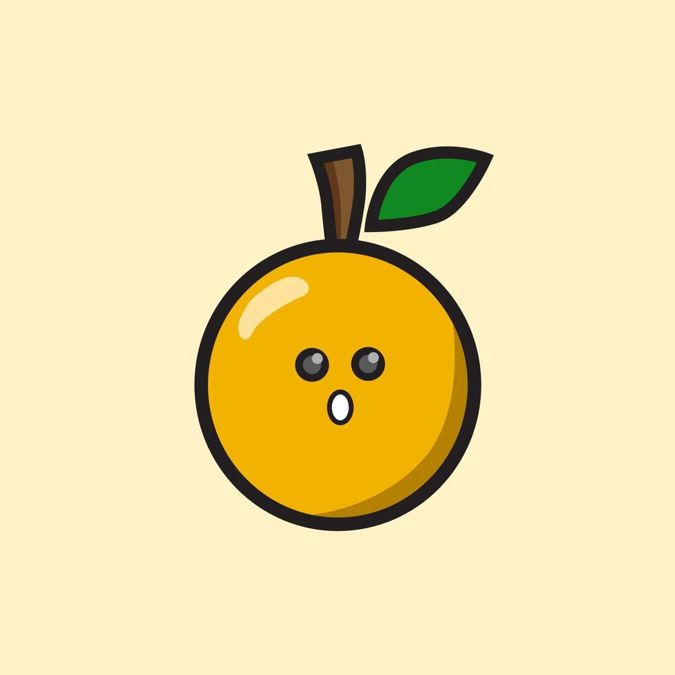 design de desenho animado de fruta laranja bonito sorriso surpreso. vetor