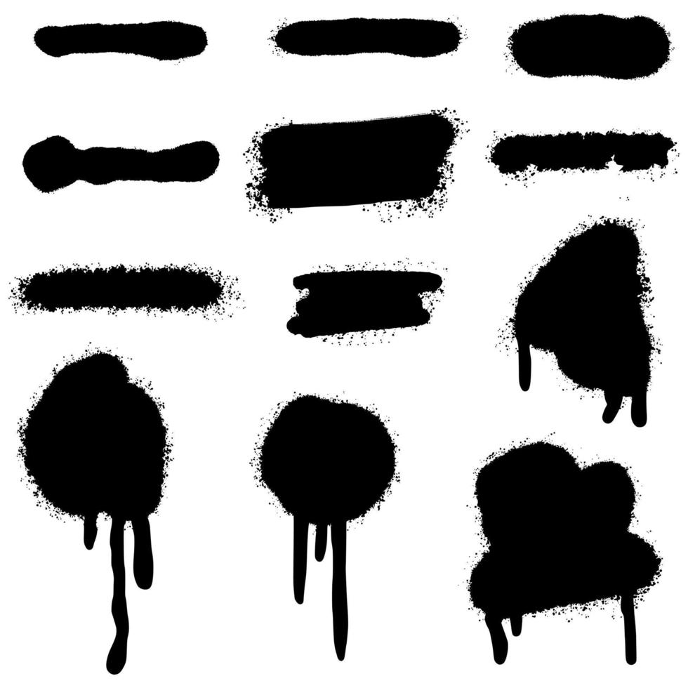 coleção de elemento gráfico desenhado de mão de escova de vetor. conjunto de pinceladas de vetor isoladas no fundo branco. ilustração vetorial.