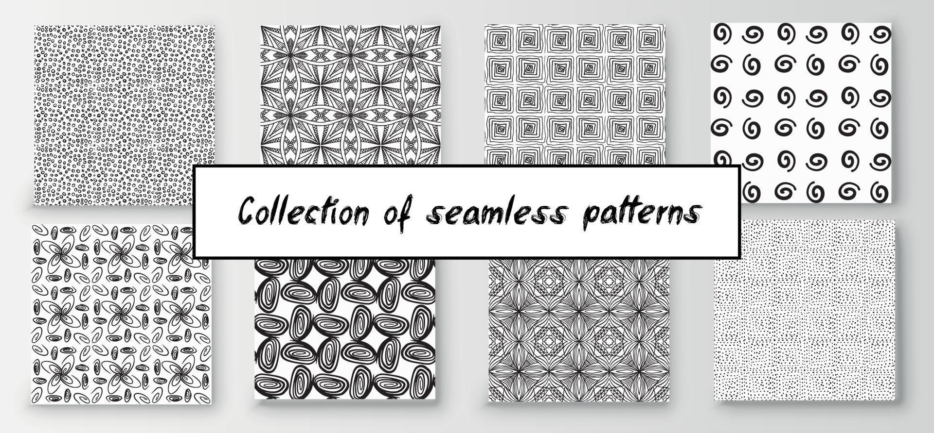 conjunto de padrões geométricos abstratos sem costura desenhados à mão. fundo criativo moderno vetor