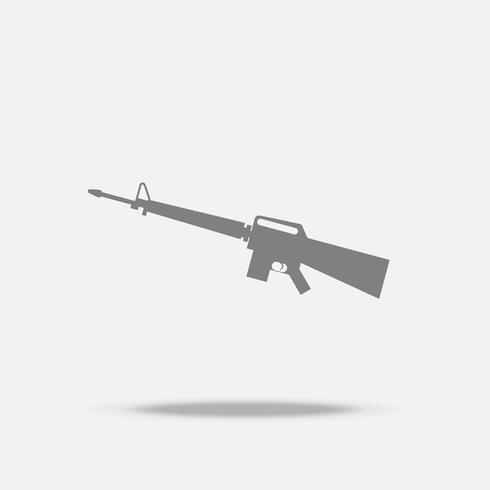 Vetor de ícone plana de rifle de assalto com sombra