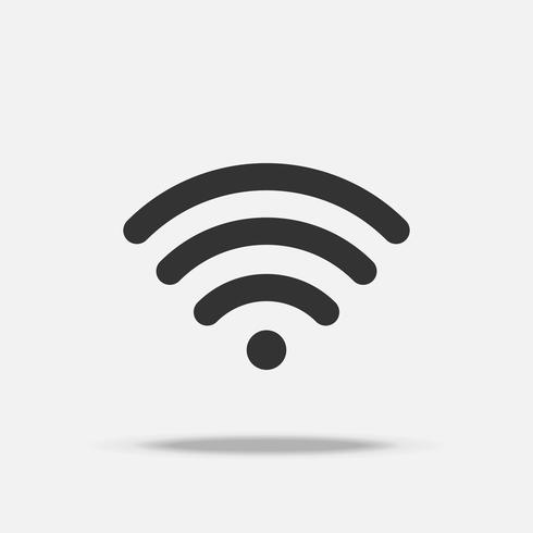 Ícone plano de internet Wi-Fi com sombra vetor