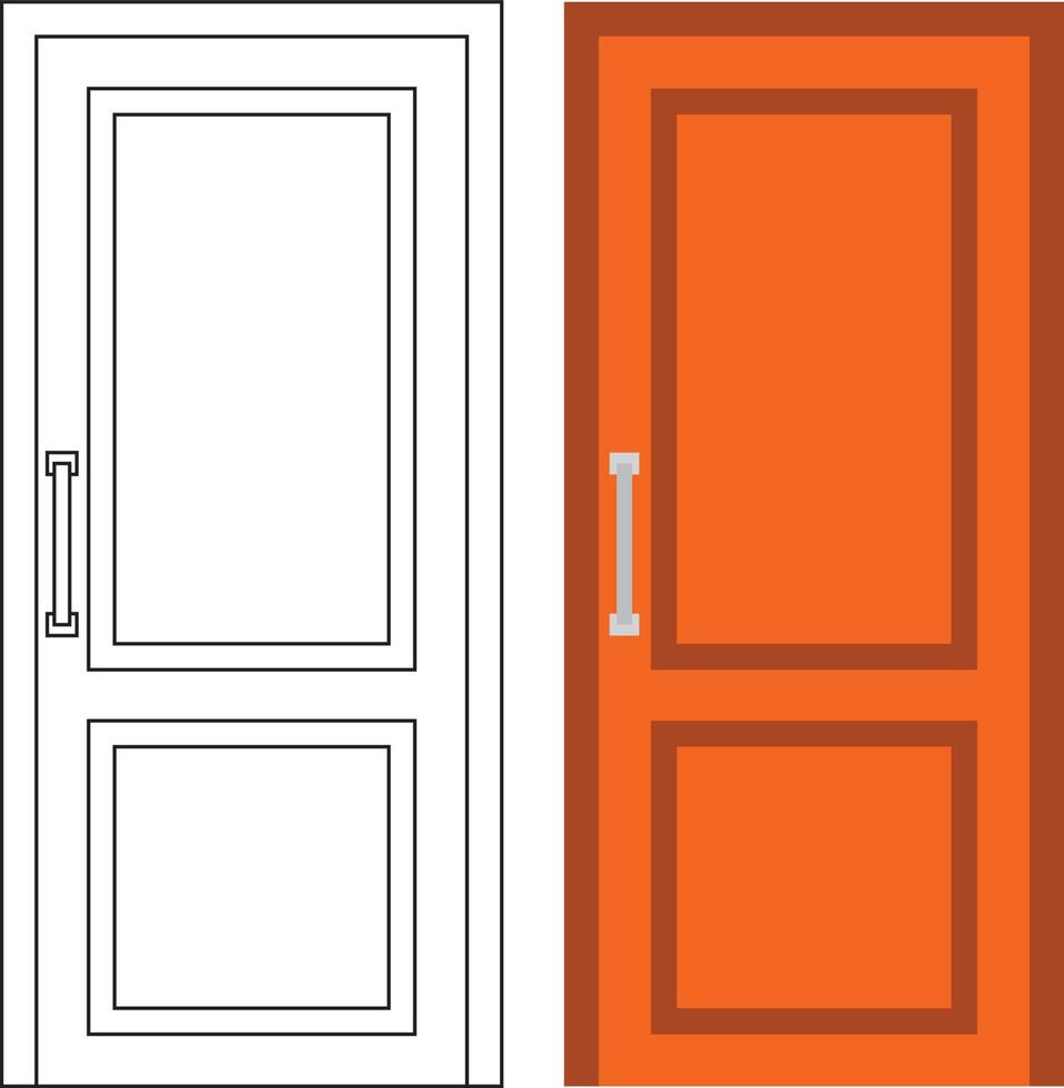 gráfico de ilustração vetorial de vista frontal de porta única adequado para o design da sua casa e design de pôster para casa no trabalho arquitetônico vetor