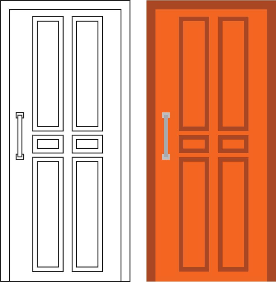 gráfico de ilustração vetorial de vista frontal de porta única adequado para o design da sua casa e design de pôster para casa no trabalho arquitetônico vetor