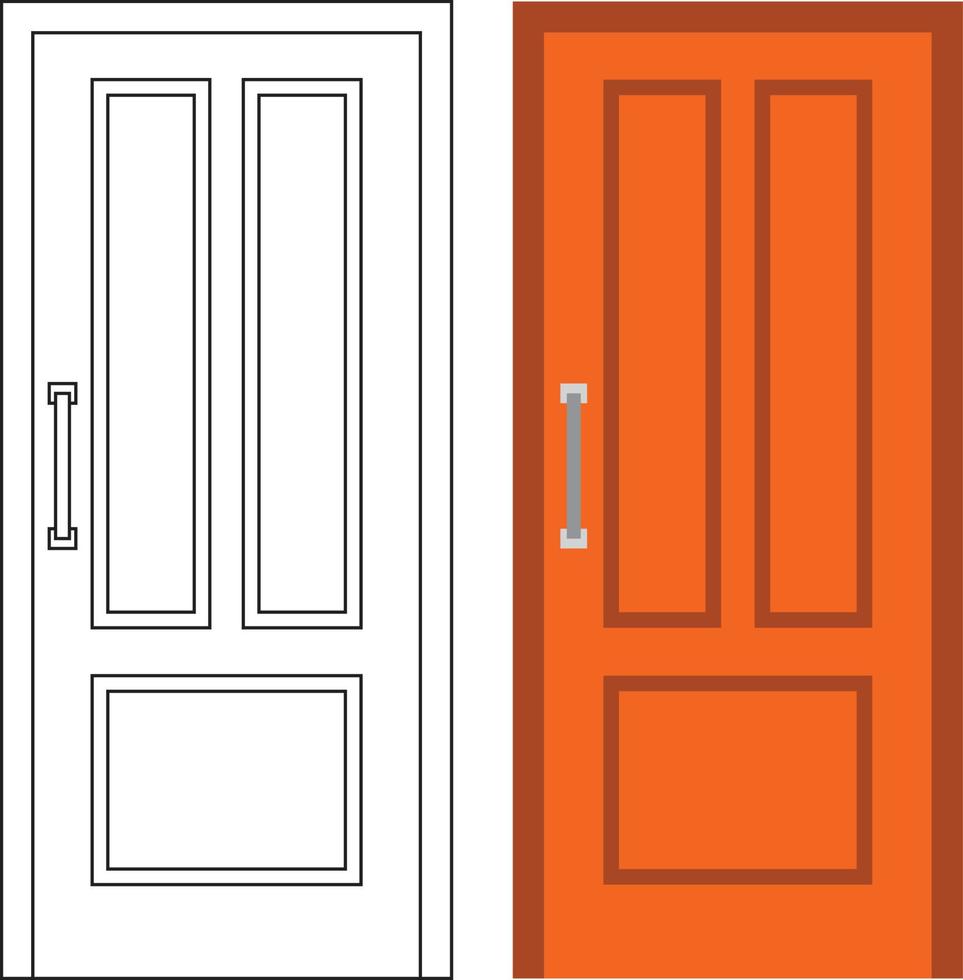 gráfico de ilustração vetorial de vista frontal de porta única adequado para o design da sua casa e design de pôster para casa no trabalho arquitetônico vetor