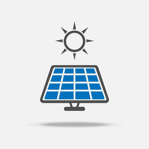 Logotipo e ícone da célula solar. Conceito de economia de energia e energia. Conjunto de coleta de ilustração vetorial. Tema de sinal e símbolo. vetor