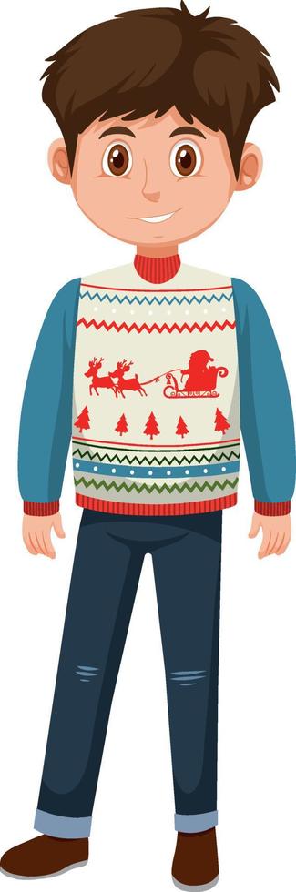 um menino vestindo roupas de natal de inverno vetor