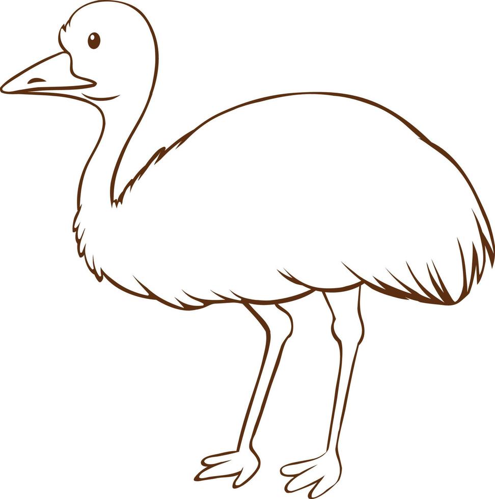 emu em estilo simples doodle em fundo branco vetor