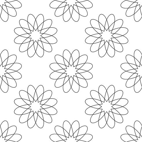 Sem costura de fundo. Conceito moderno abstrato e clássico antigo. Tema elegante design criativo geométrica. Vetor de ilustração. Cor preto e branco. Forma floral e flor