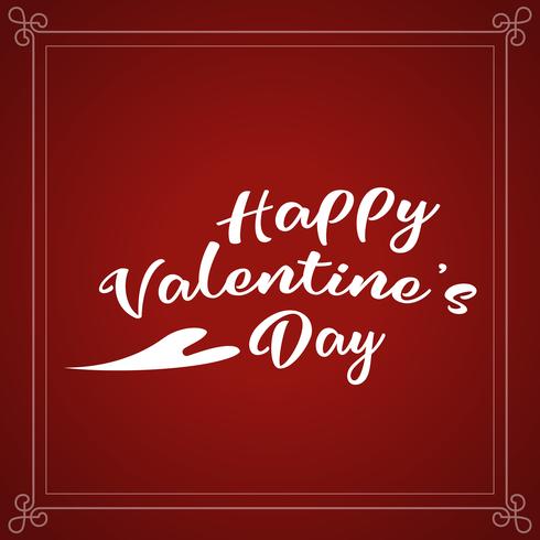 Feliz dia dos namorados férias design de letras. Os Valentim brancos text com fonte da caligrafia do roteiro do coração no fundo vermelho. Vetor de ilustração.