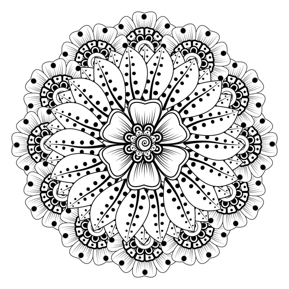 padrão circular em forma de mandala para henna, mehndi, tatuagem, decoração. ornamento decorativo em estilo oriental étnico. página do livro para colorir. vetor