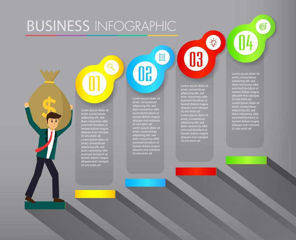 intensificar o conceito de sucesso empresarial. vetor de infográfico de escada