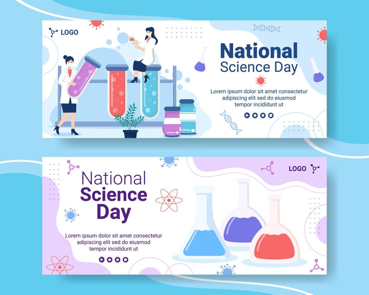 modelo de banner do dia nacional da ciência ilustração de design plano editável de fundo quadrado adequado para mídias sociais ou cartão de felicitações vetor