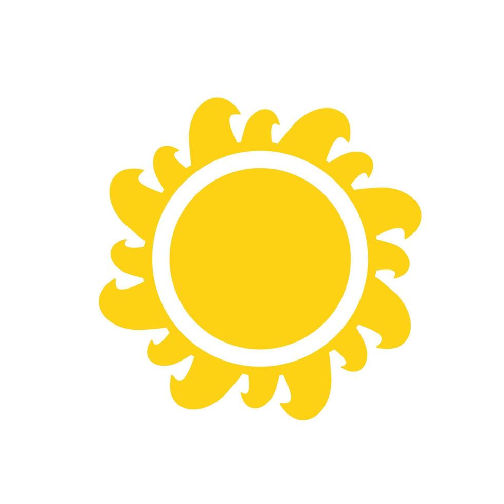 vector cartoon sol amarelo brilhando raios de luz para aquecer o verão.