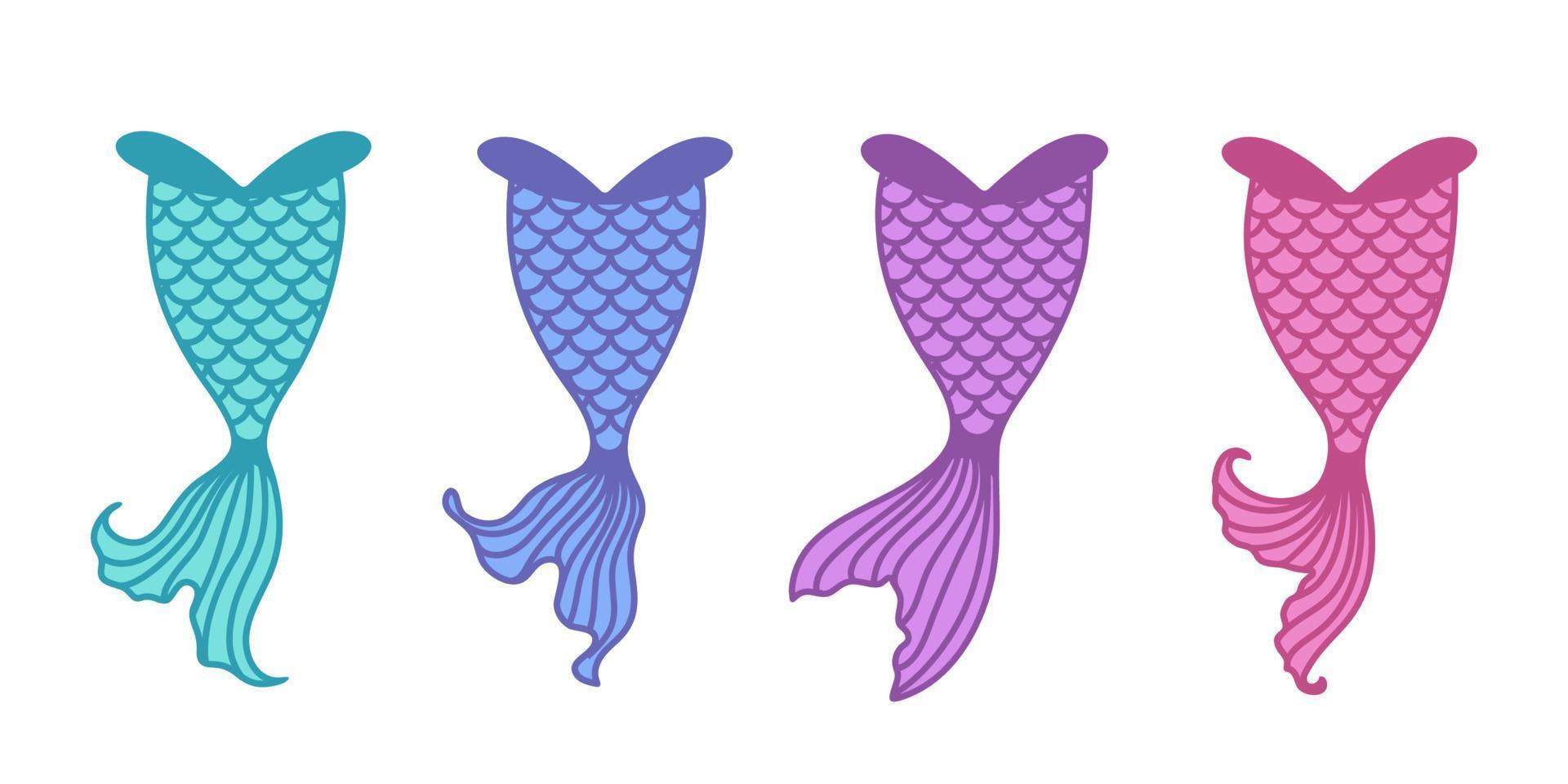 silhueta de cauda de sereia subaquática decorações de festa fofas para meninas vetor